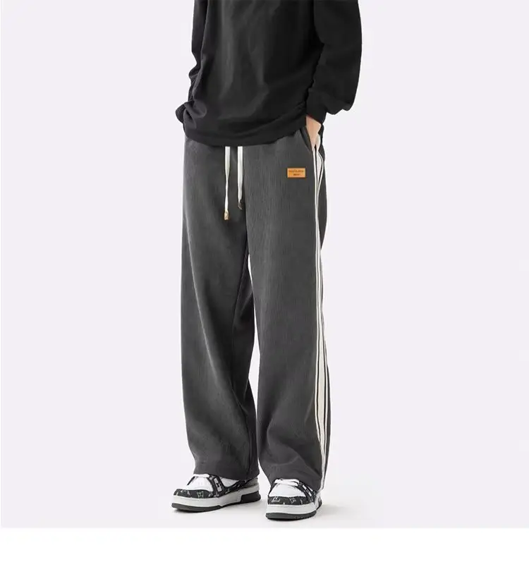 Fleece Lined Winter Striped Pants Black White — feature 19