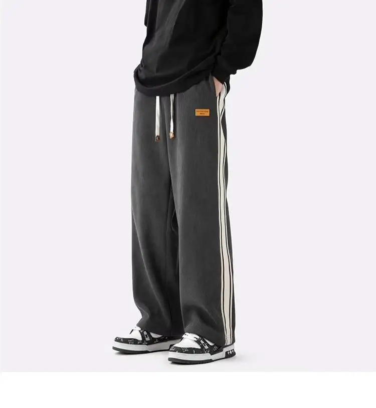 Fleece Lined Winter Striped Pants Black White — feature 23
