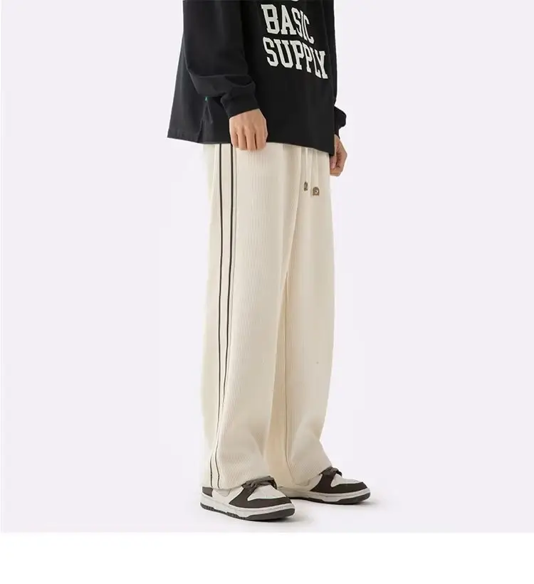 Fleece Lined Winter Striped Pants Black White — feature 3
