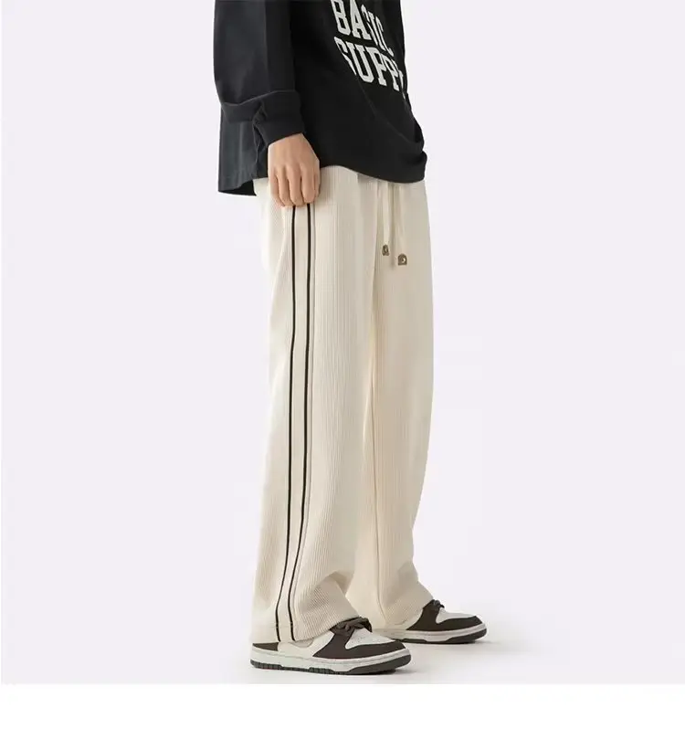 Fleece Lined Winter Striped Pants Black White — feature 5
