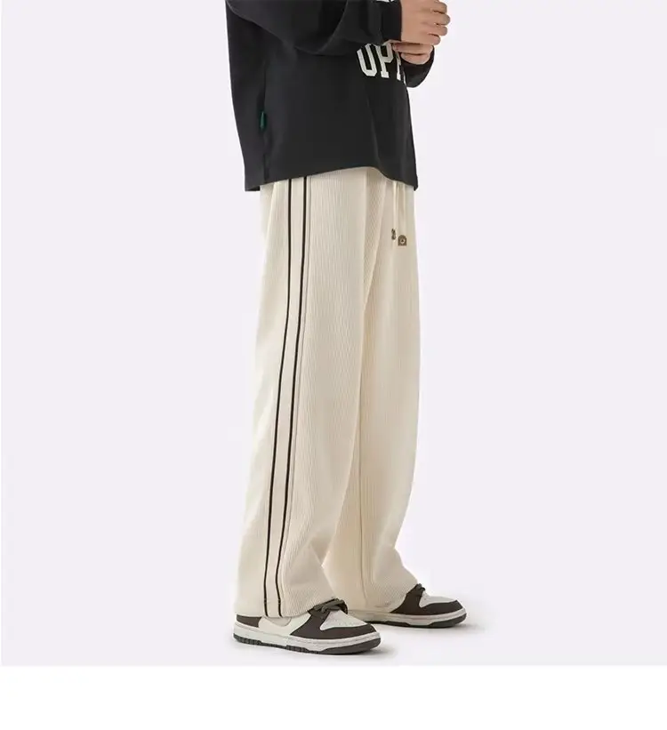 Fleece Lined Winter Striped Pants Black White — feature 9