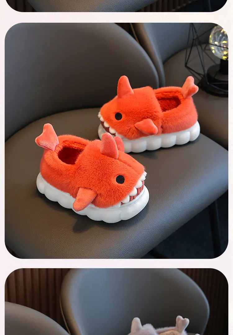 Children's Cotton Slippers, Winter Waterproof, Indoor Non-Slip, Boys' Cute Shark Baby Cartoon, Medium and Large Children's Cotton Slippers — feature 17