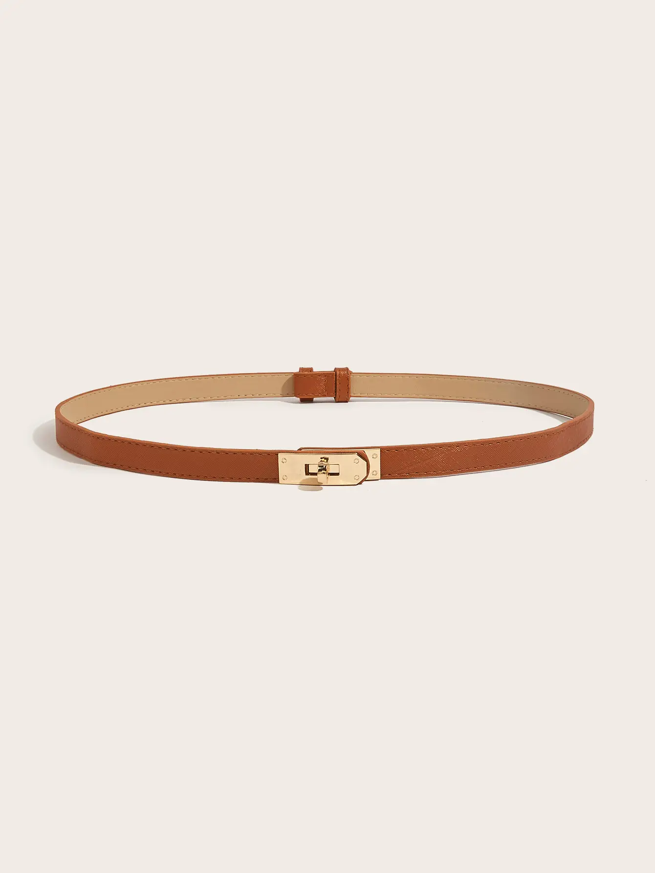 (Gold buckle) Saffiano buckle adjustable strap (khaki)