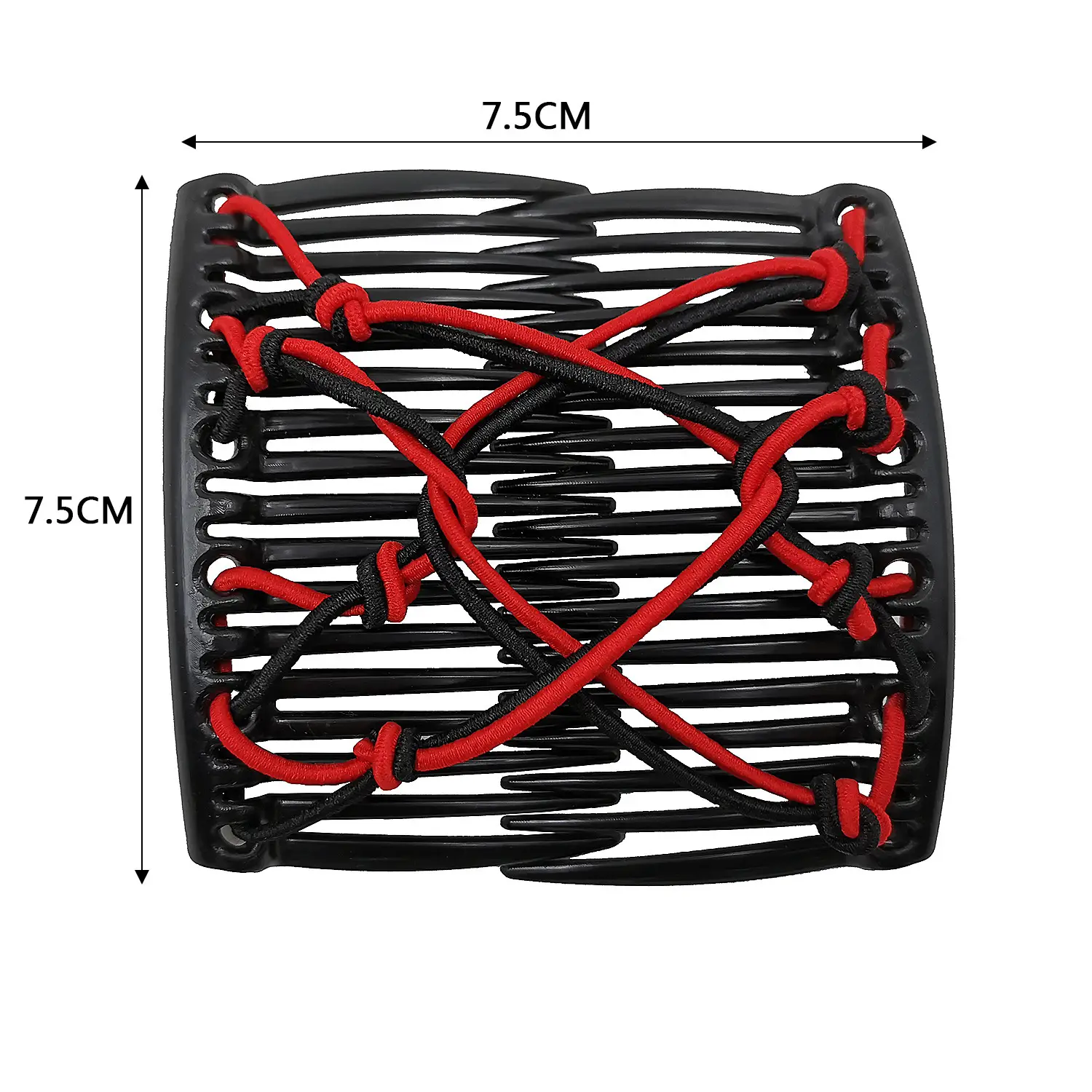Cross-Crystal Hair Comb with Red Elastic Rope Curler — feature 2