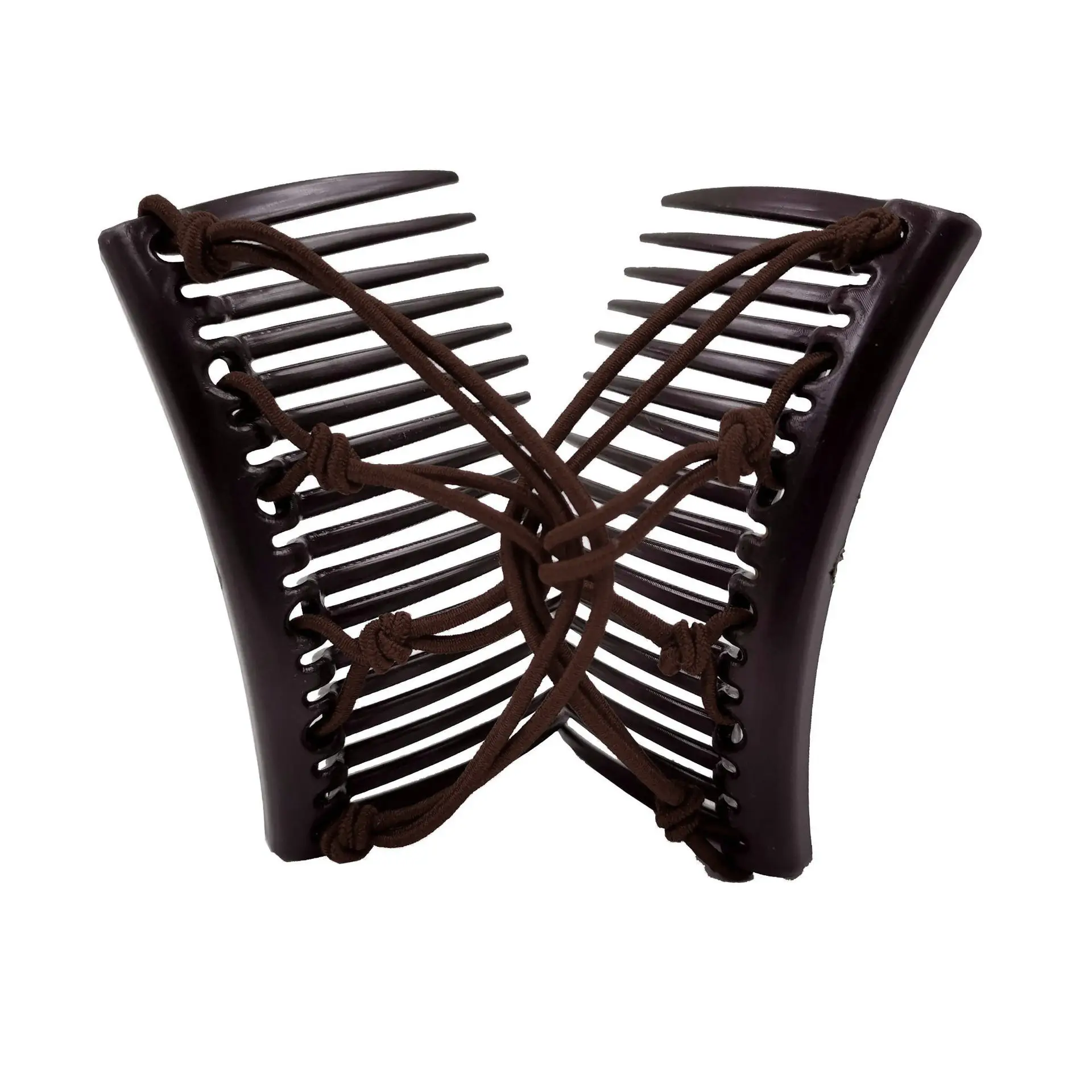 Cross-Crystal Hair Comb with Red Elastic Rope Curler - Image 2