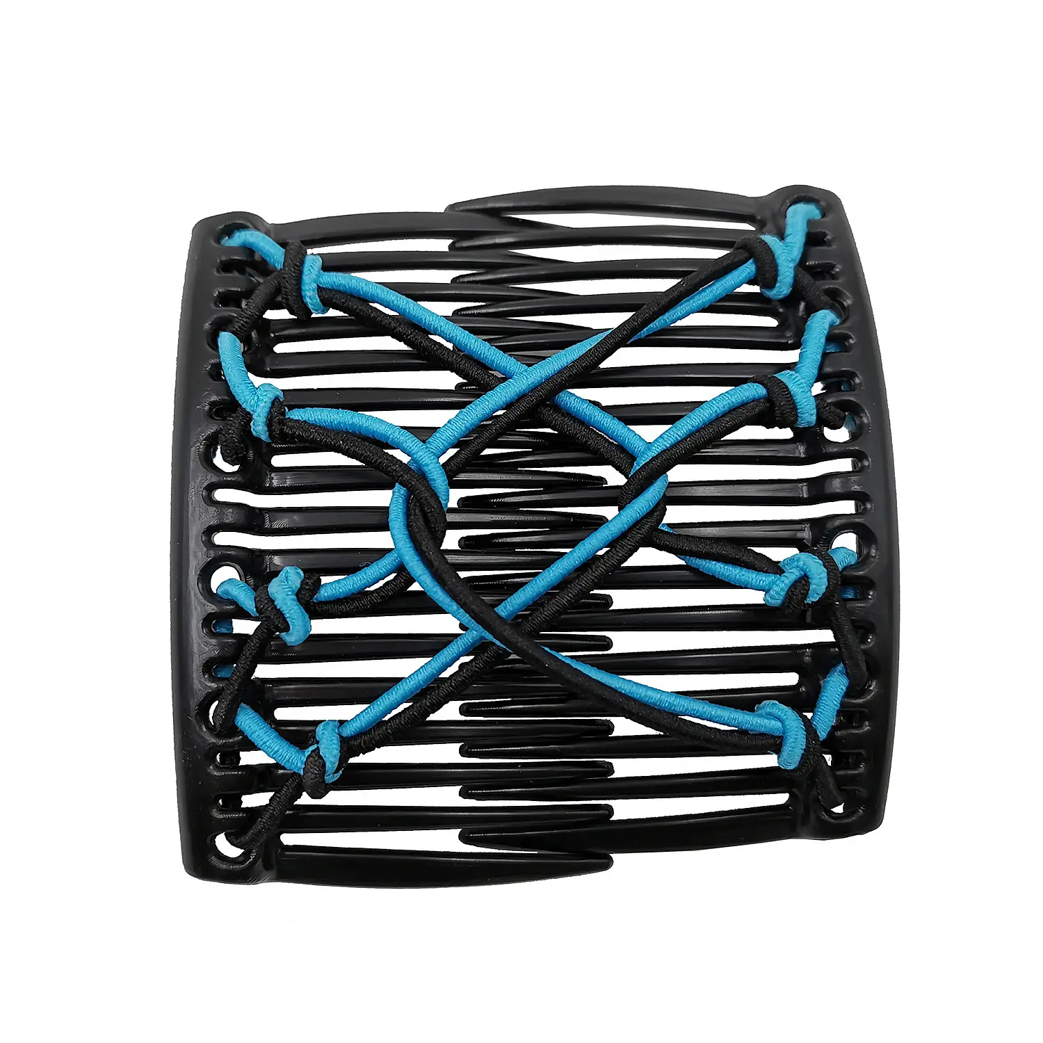 Cross-Crystal Hair Comb with Red Elastic Rope Curler - Image 3
