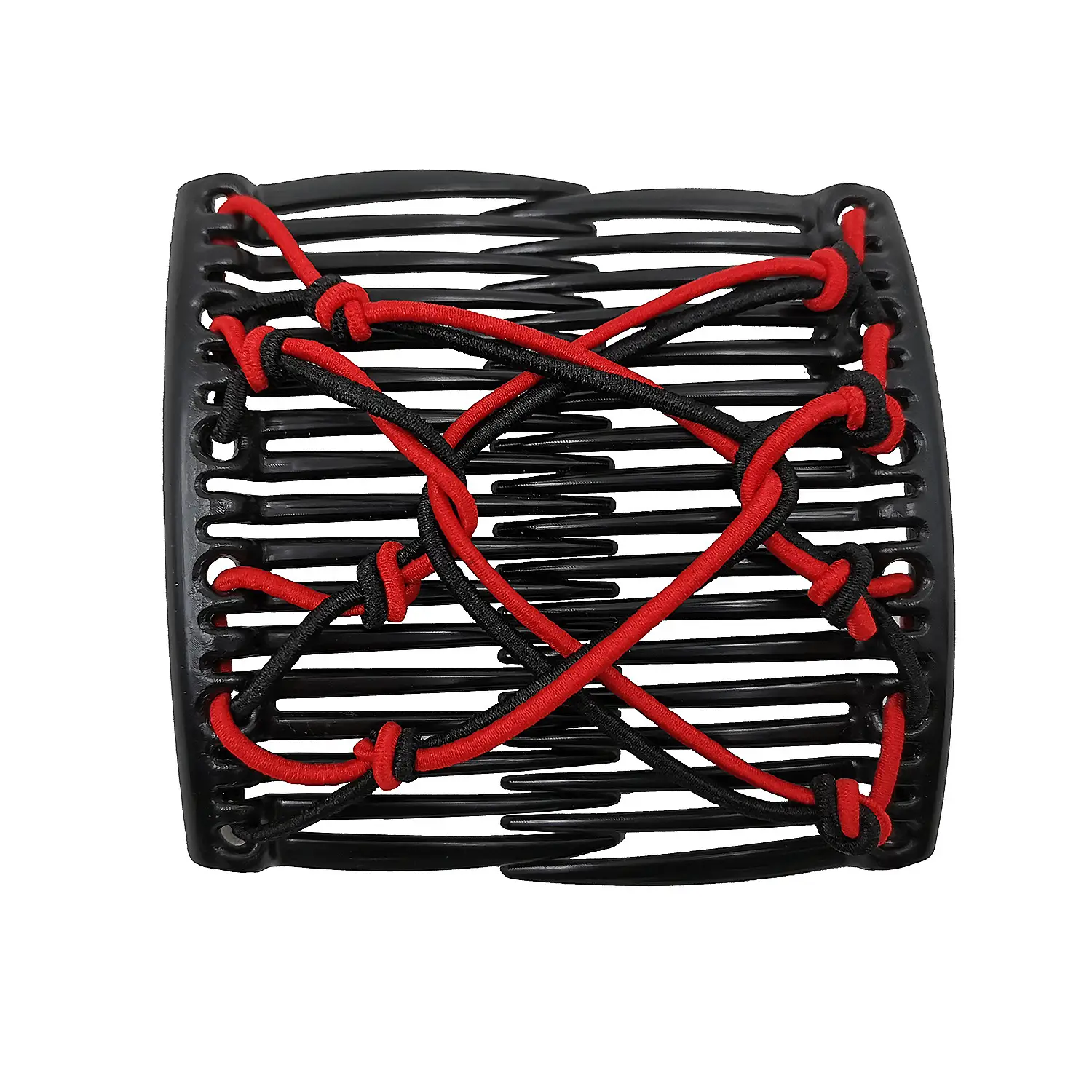 Cross-Crystal Hair Comb with Red Elastic Rope Curler - Image 5