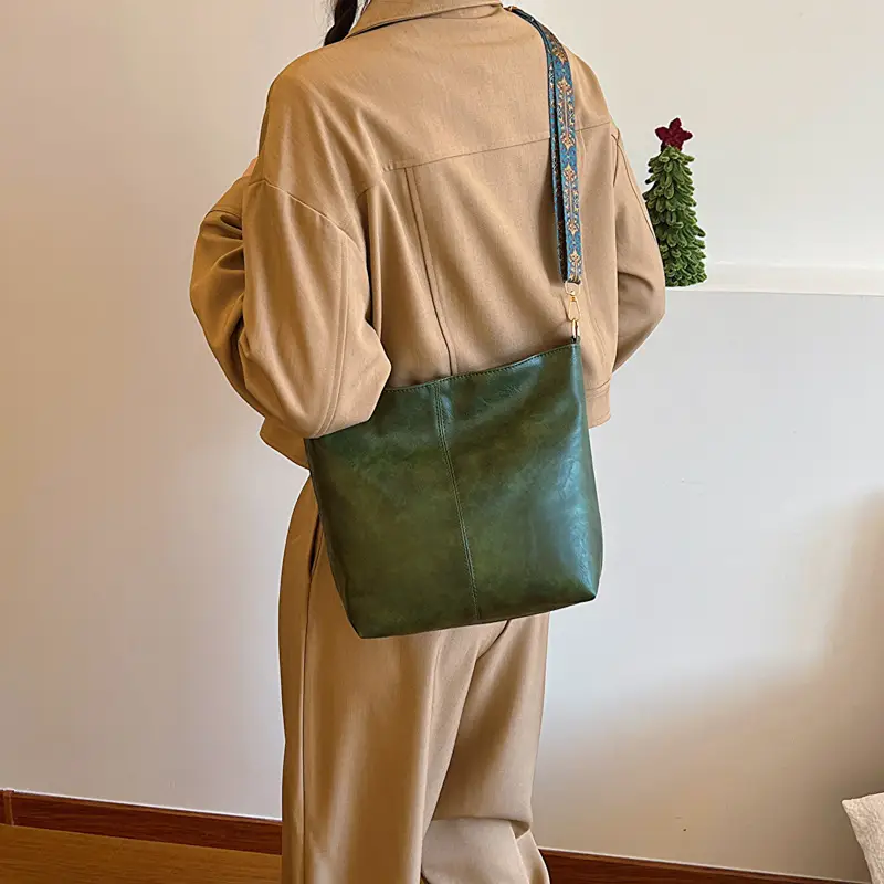 Women Vintage Green Leather Shoulder Crossbody Bag 2023 - Image 8
