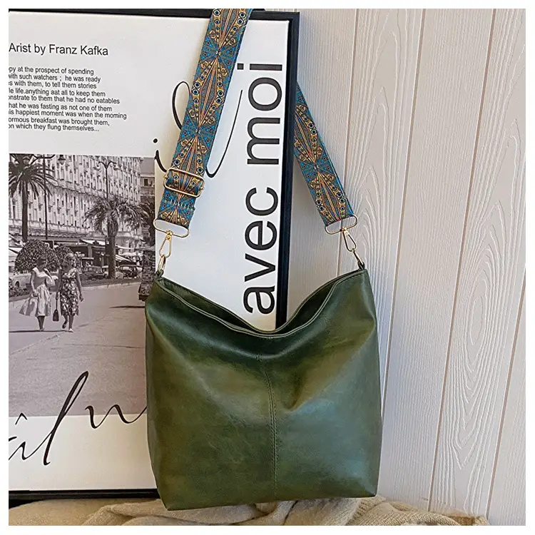 Women Vintage Green Leather Shoulder Crossbody Bag 2023 - Image 2