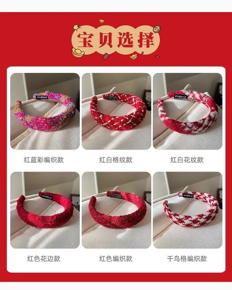 Red High-Skull New Year Hairband for Women — feature 3
