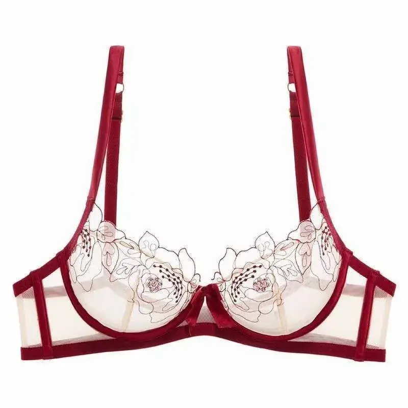 French Style Lace Bra Suit Women Sexy Big Chest Small - Image 3