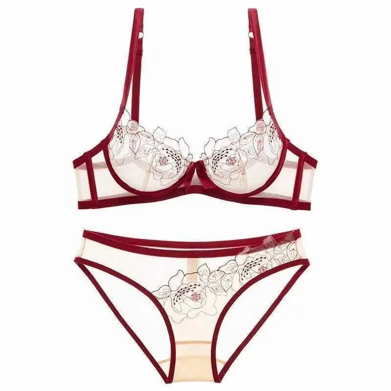 French Style Lace Bra Suit Women Sexy Big Chest Small - Image 5