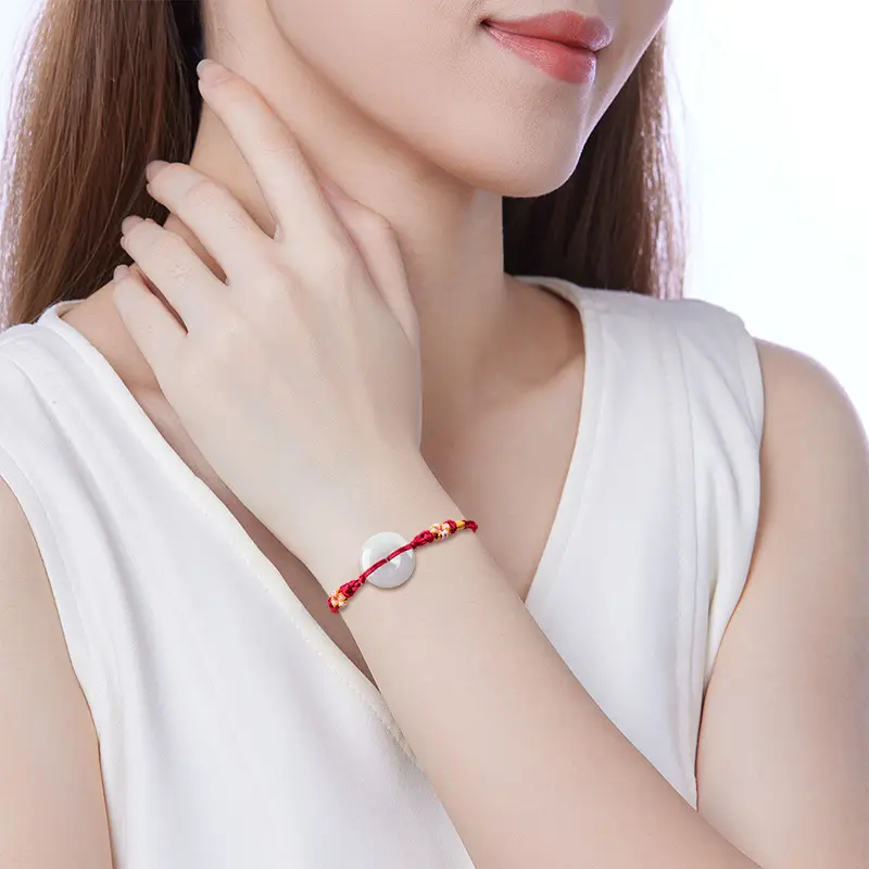 Natural Jade Ping An Buckle Adjustable Women's Bracelet - Image 10