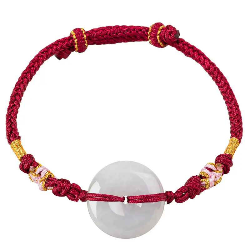 Natural Jade Ping An Buckle Adjustable Women's Bracelet - Image 11