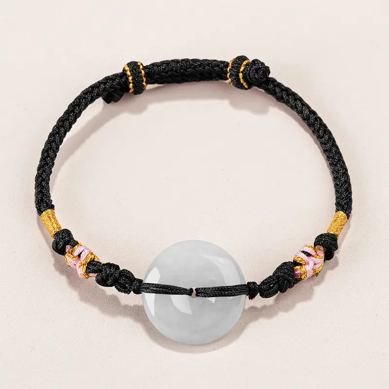 Natural Jade Ping An Buckle Adjustable Women's Bracelet - Image 2