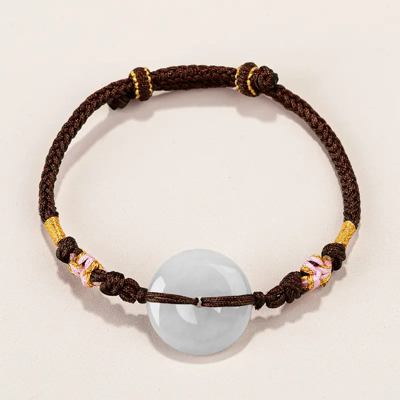 Natural Jade Ping An Buckle Adjustable Women's Bracelet - Image 3