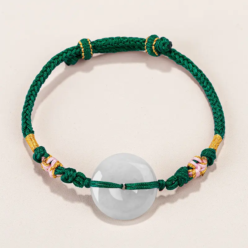 Natural Jade Ping An Buckle Adjustable Women's Bracelet - Image 4