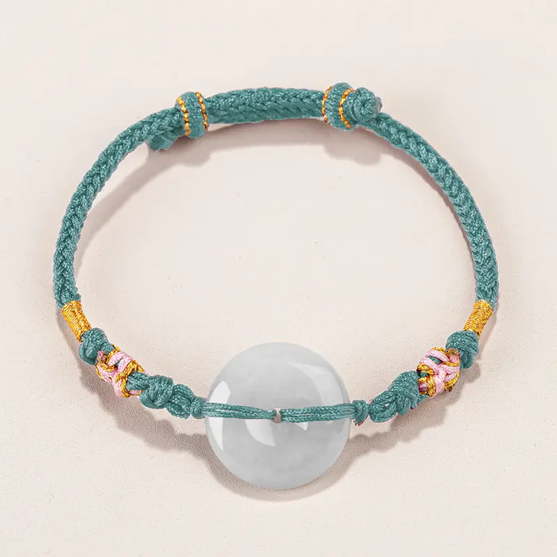 Natural Jade Ping An Buckle Adjustable Women's Bracelet - Image 5