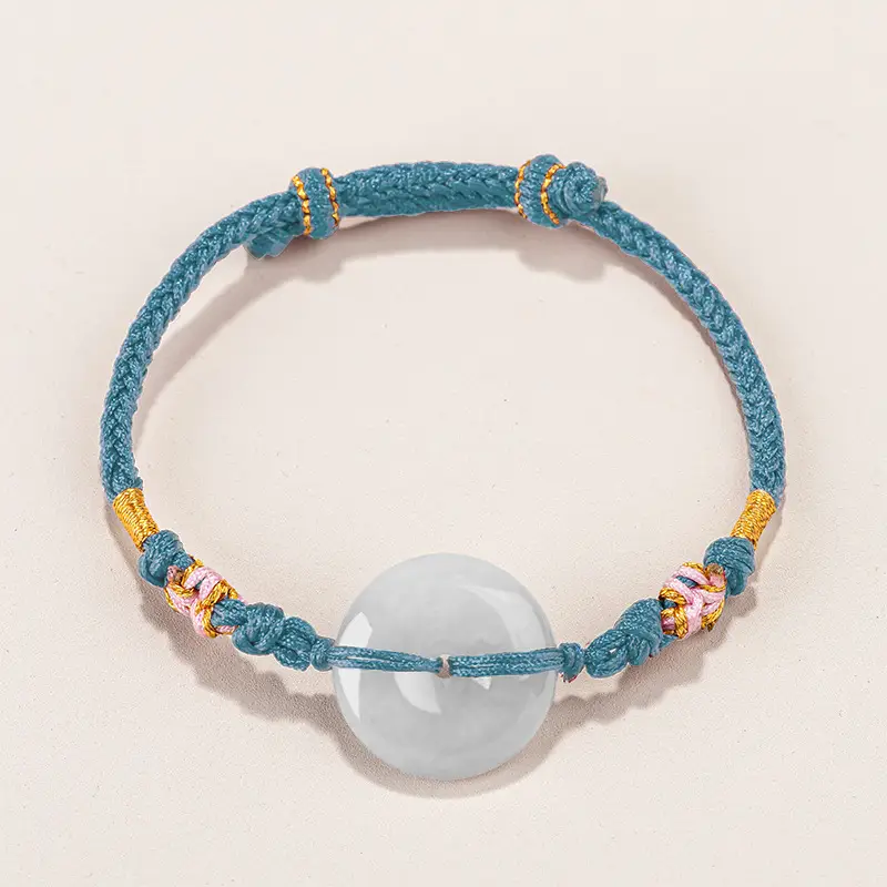 Natural Jade Ping An Buckle Adjustable Women's Bracelet - Image 6
