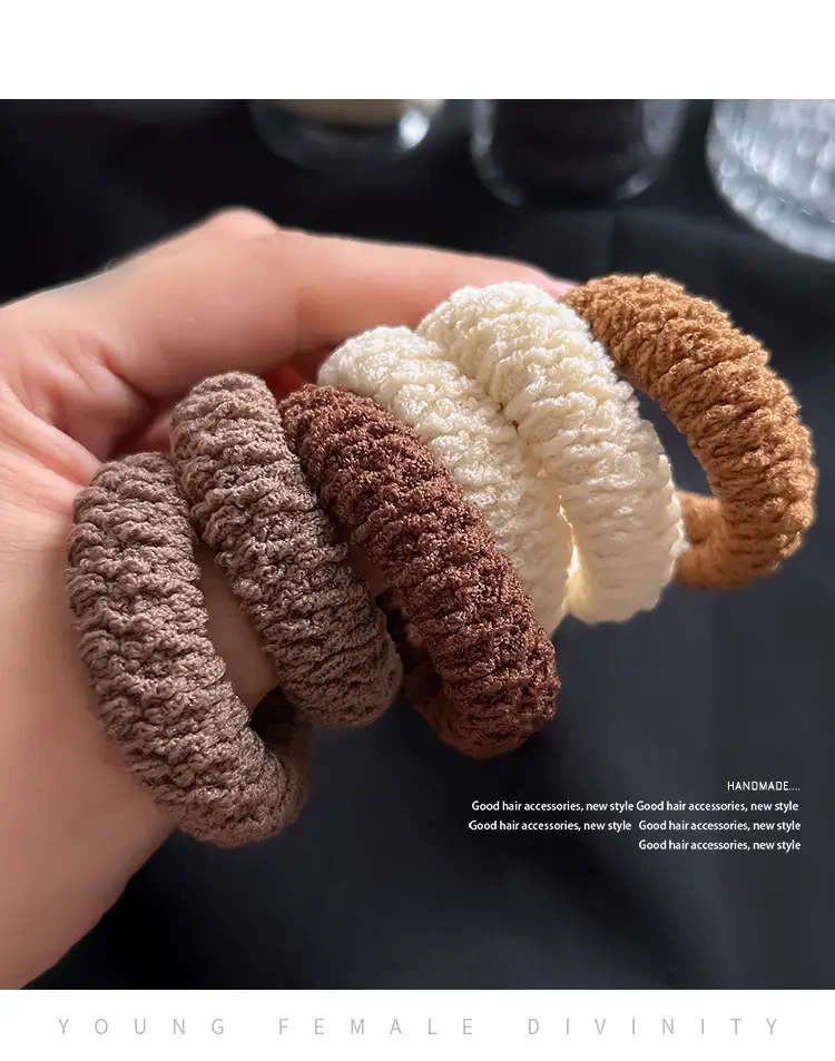 Warm Barrel Hair Bands for Winter, Multi Color, High Elastic, Thickened, Warm, All-Match — feature 2