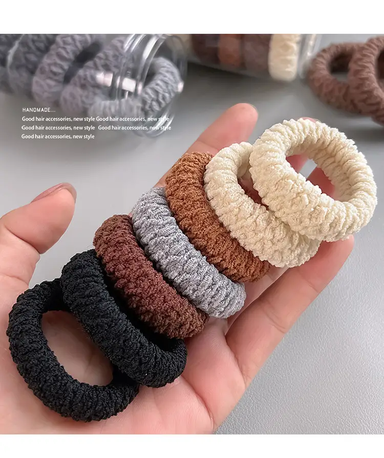 Warm Barrel Hair Bands for Winter, Multi Color, High Elastic, Thickened, Warm, All-Match — feature 4
