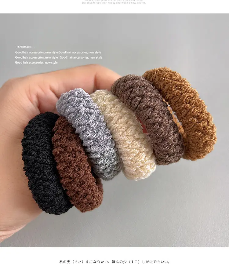 Warm Barrel Hair Bands for Winter, Multi Color, High Elastic, Thickened, Warm, All-Match — feature 6