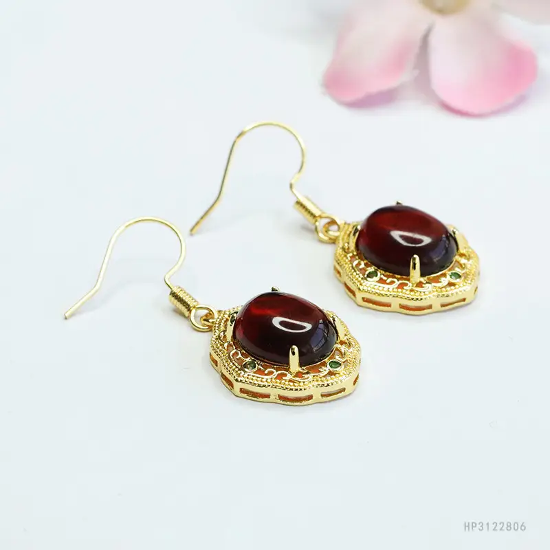 Guan Yu Natural Amber Blood Earrings for Women - Image 4