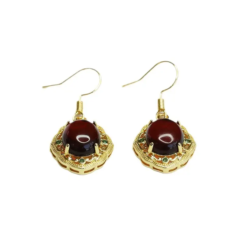 Guan Yu Natural Amber Blood Earrings for Women - Image 6