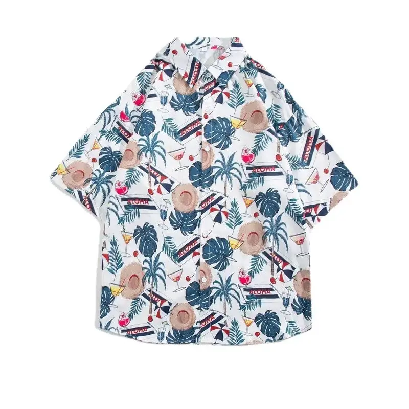 Hawaiian Flower Shirt Beach suit Men's Summer Thin Sanya Travel Couples Seaside Vacation Travel Wear