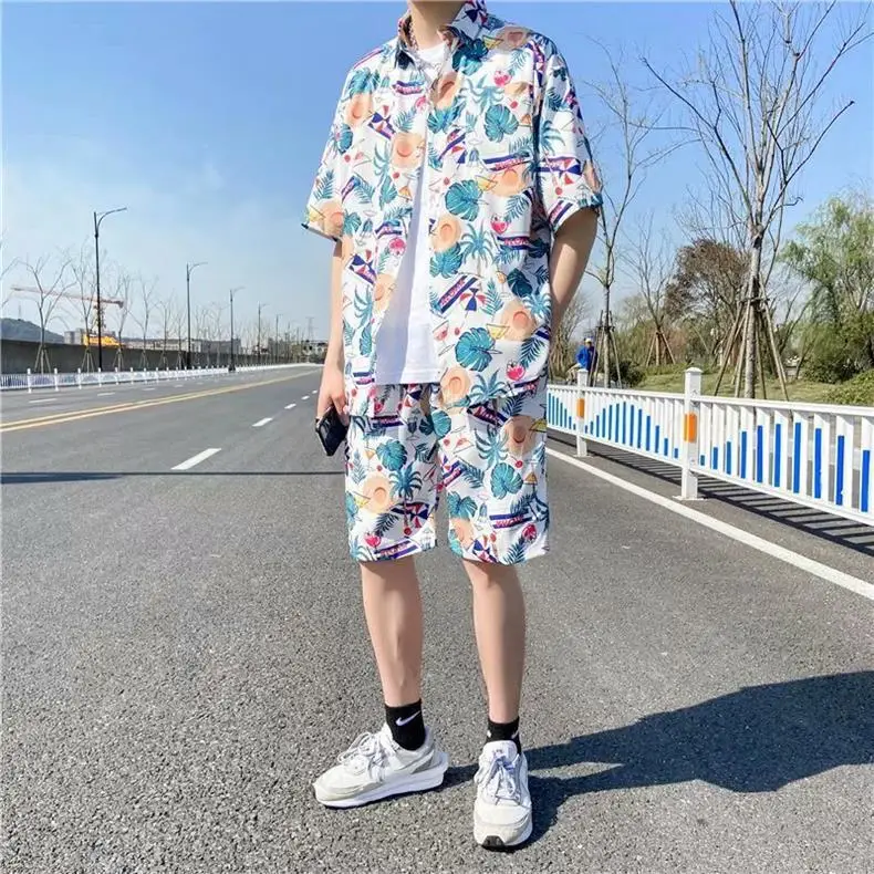 Hawaiian Flower Shirt Beach suit Men's Summer Thin Sanya Travel Couples Seaside Vacation Travel Wear — feature 27