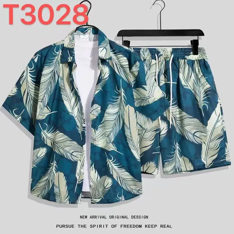 Hawaiian Flower Shirt Beach suit Men's Summer Thin Sanya Travel Couples Seaside Vacation Travel Wear