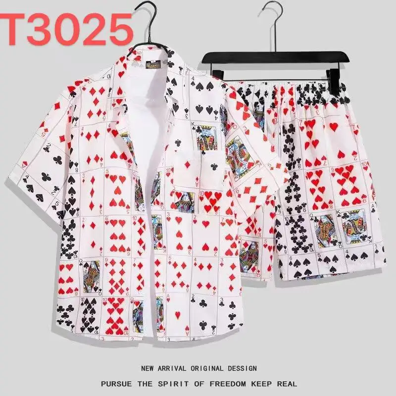 Hawaiian Flower Shirt Beach suit Men's Summer Thin Sanya Travel Couples Seaside Vacation Travel Wear