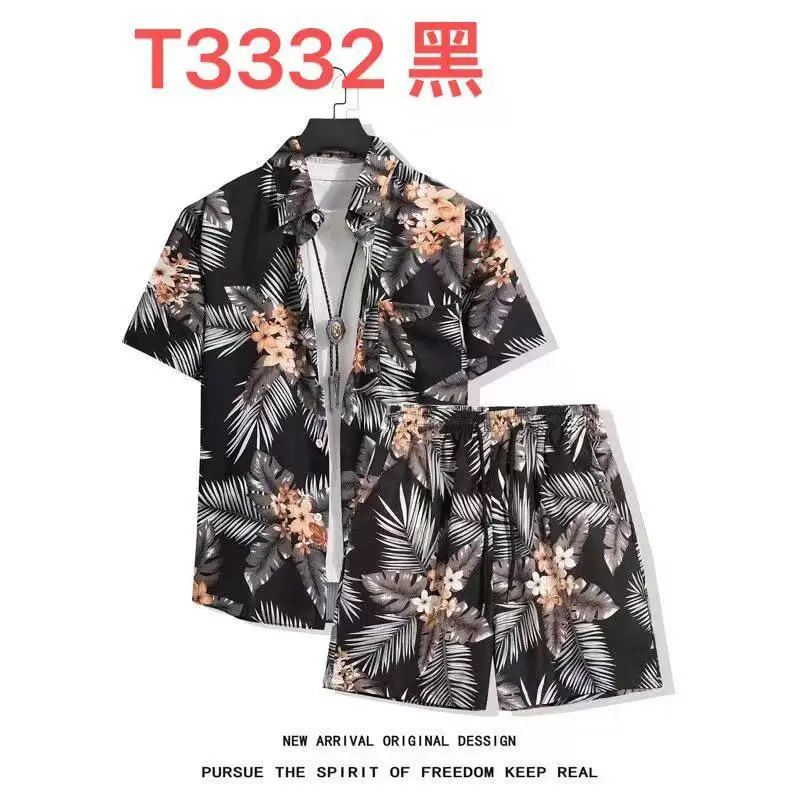 Hawaiian Flower Shirt Beach suit Men's Summer Thin Sanya Travel Couples Seaside Vacation Travel Wear