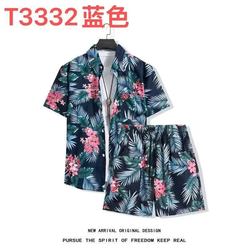 Hawaiian Flower Shirt Beach suit Men's Summer Thin Sanya Travel Couples Seaside Vacation Travel Wear
