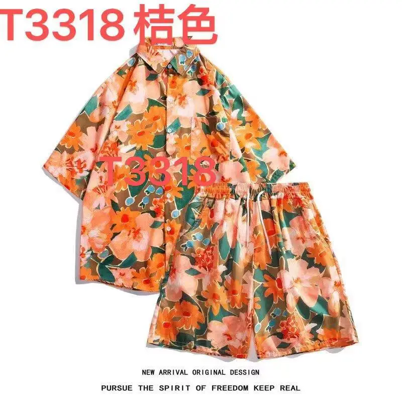 Hawaiian Flower Shirt Beach suit Men's Summer Thin Sanya Travel Couples Seaside Vacation Travel Wear