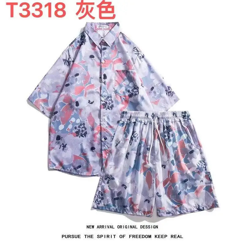 Hawaiian Flower Shirt Beach suit Men's Summer Thin Sanya Travel Couples Seaside Vacation Travel Wear