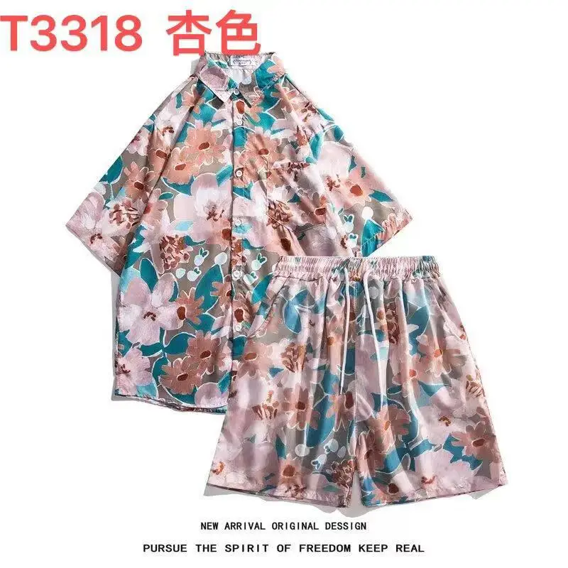 Hawaiian Flower Shirt Beach suit Men's Summer Thin Sanya Travel Couples Seaside Vacation Travel Wear