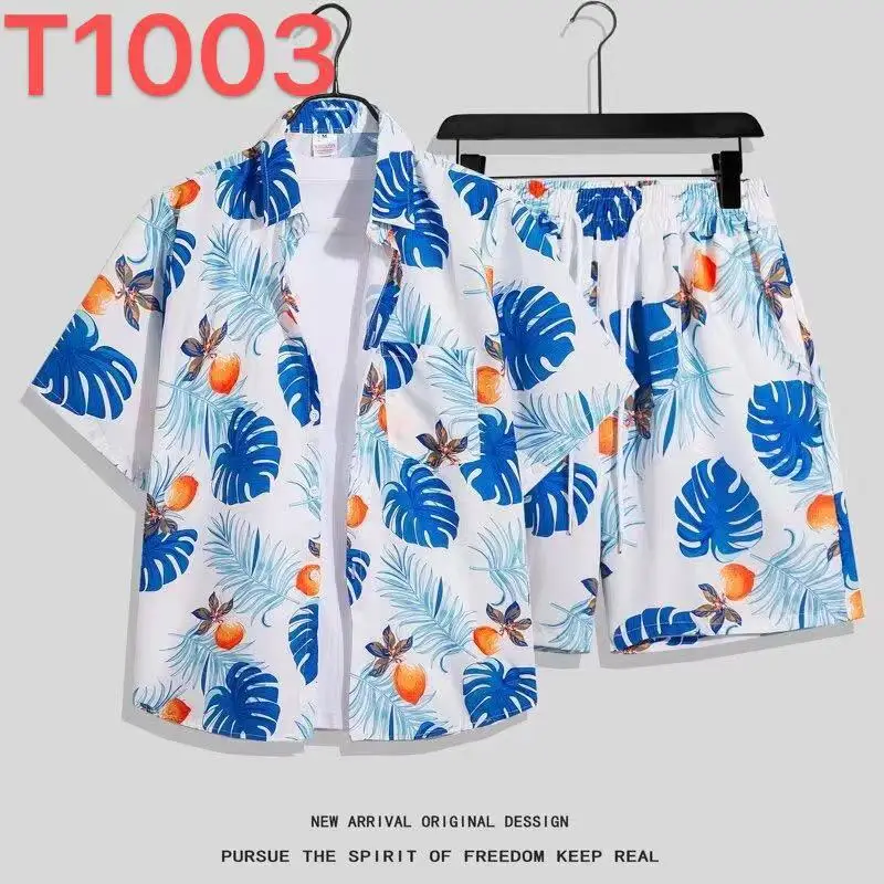 Hawaiian Flower Shirt Beach suit Men's Summer Thin Sanya Travel Couples Seaside Vacation Travel Wear