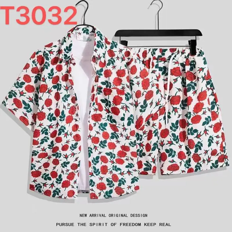 Hawaiian Flower Shirt Beach suit Men's Summer Thin Sanya Travel Couples Seaside Vacation Travel Wear