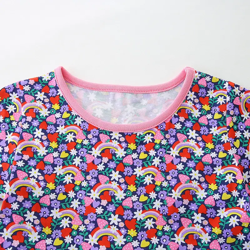 Girls Cartoon Printed Summer Dress Round Neck Short Sleeve - Image 4