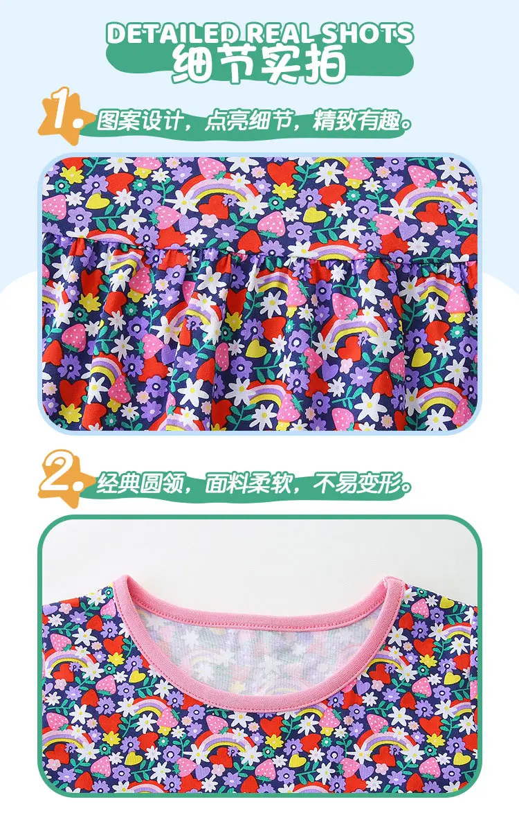 Girls Cartoon Printed Summer Dress Round Neck Short Sleeve — feature 36