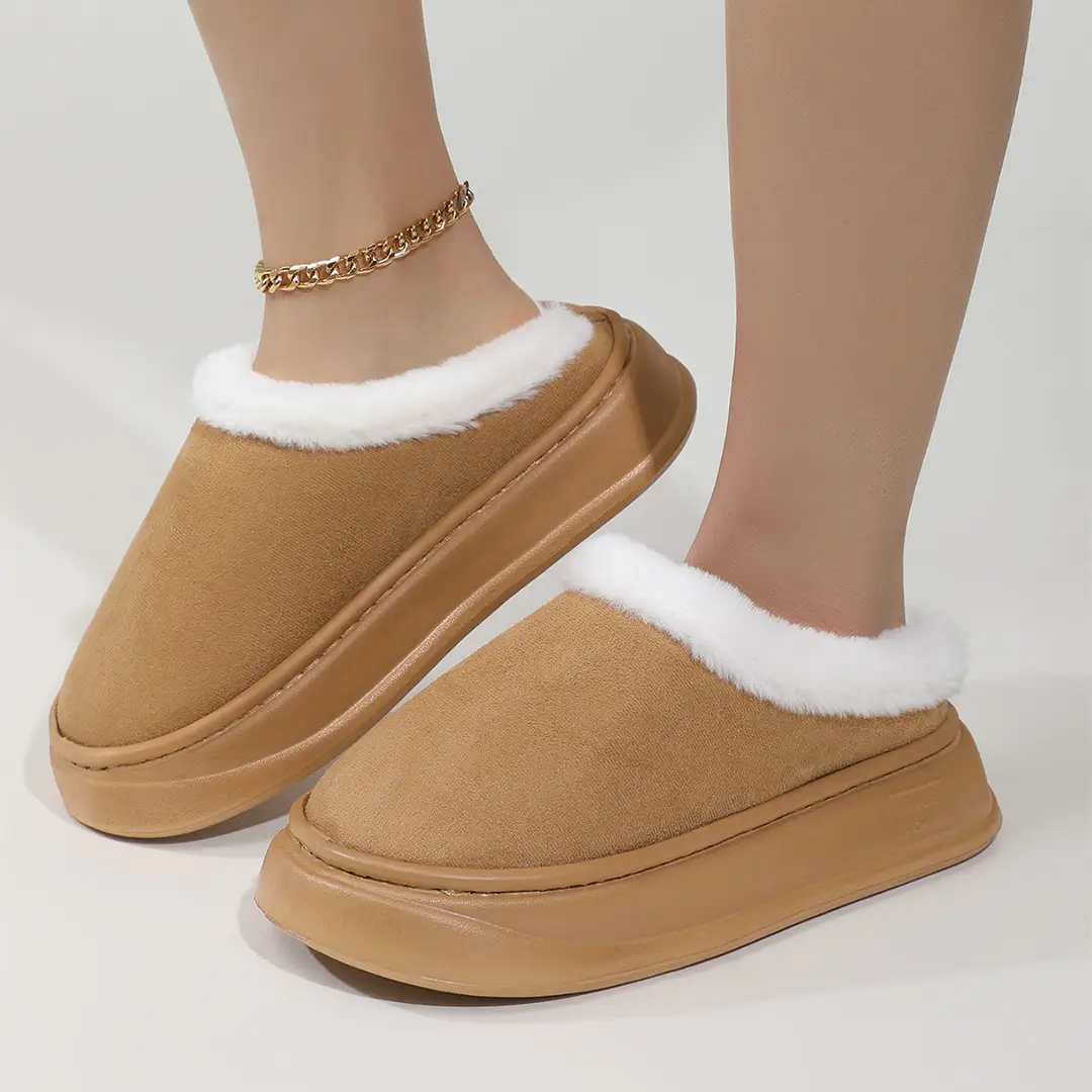 Tasman bag mouth winter bag heel indoor thick bottom home fleece-lined cotton slippers women's outer wear autumn and winter Maillard - Image 10