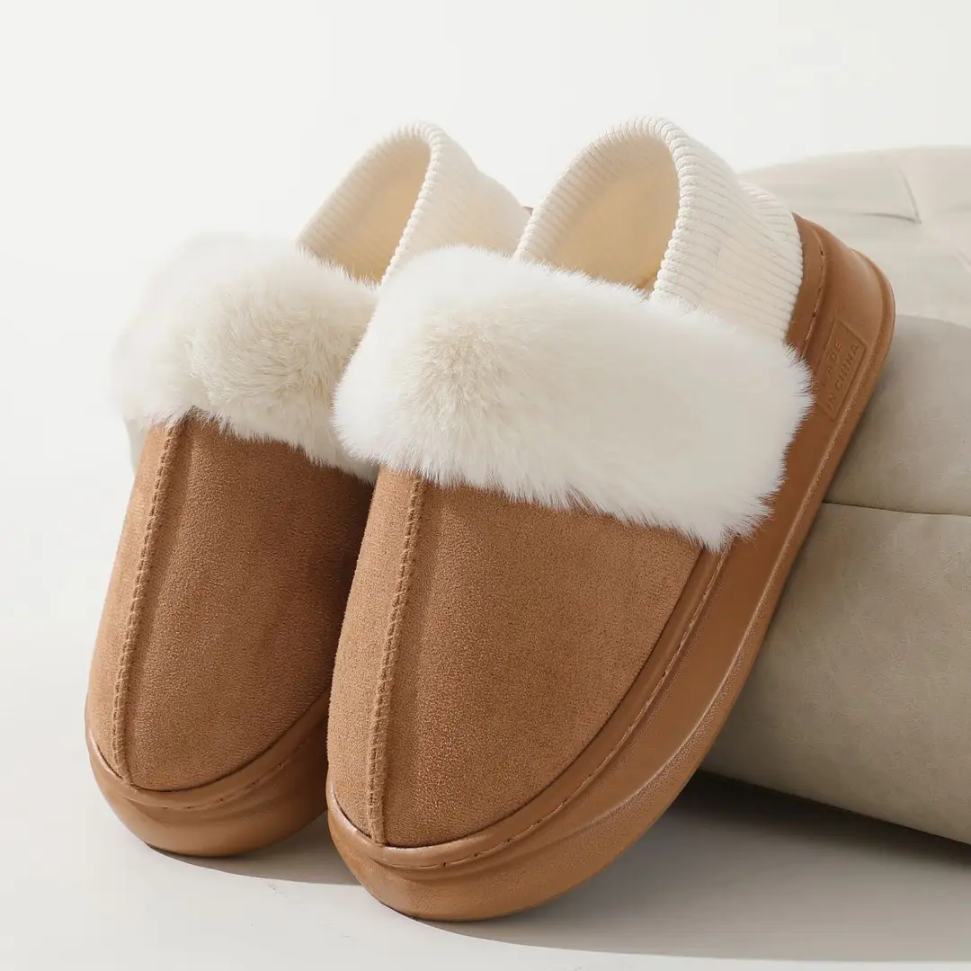 Tasman bag mouth winter bag heel indoor thick bottom home fleece-lined cotton slippers women's outer wear autumn and winter Maillard — feature 12