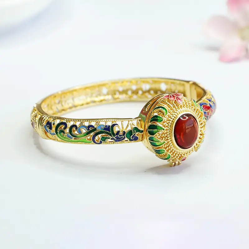 Guan Yu Amber Blood Bracelet Dragon Phoenix Design - Image 3