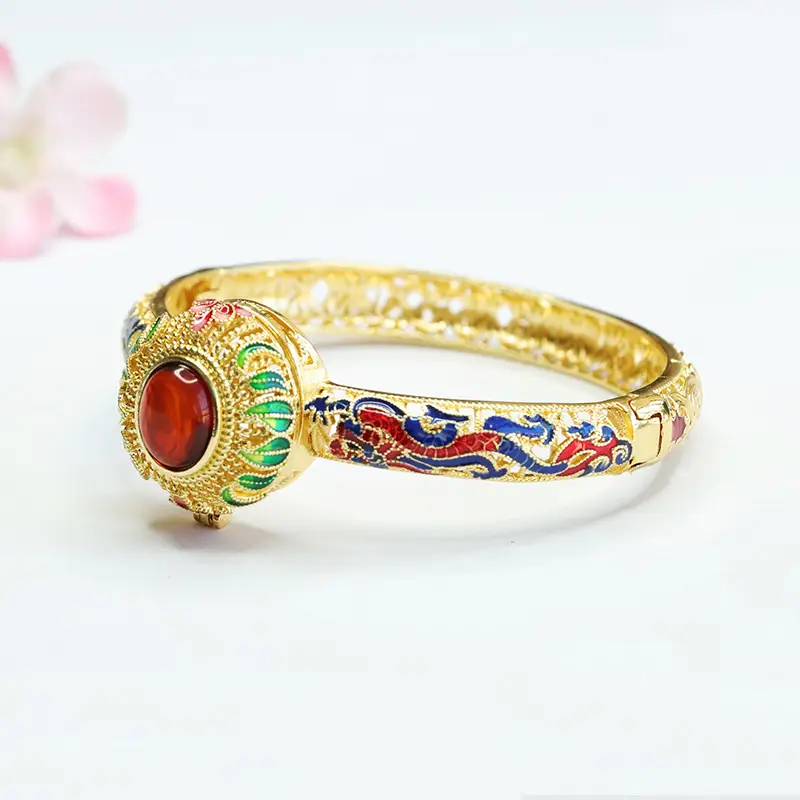 Guan Yu Amber Blood Bracelet Dragon Phoenix Design - Image 4