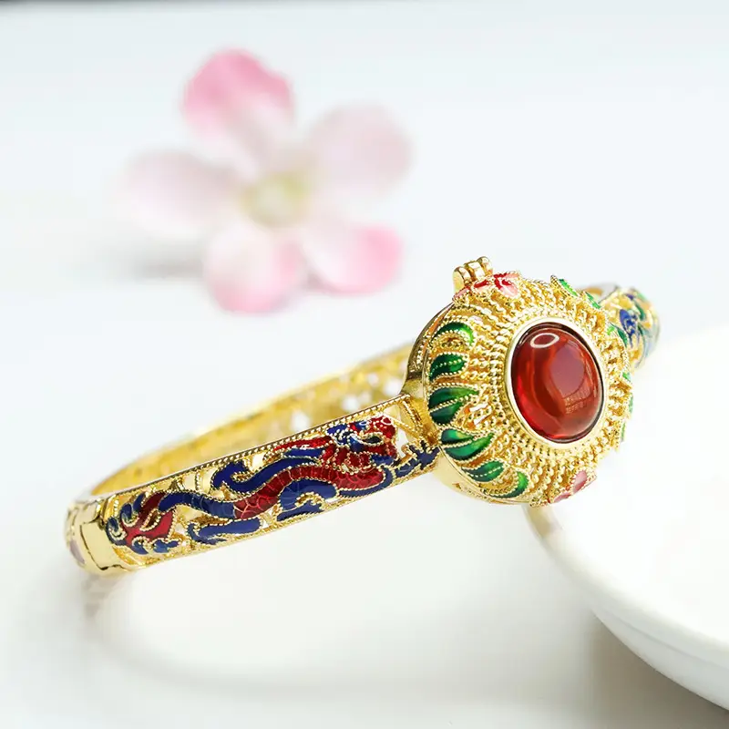 Guan Yu Amber Blood Bracelet Dragon Phoenix Design - Image 5