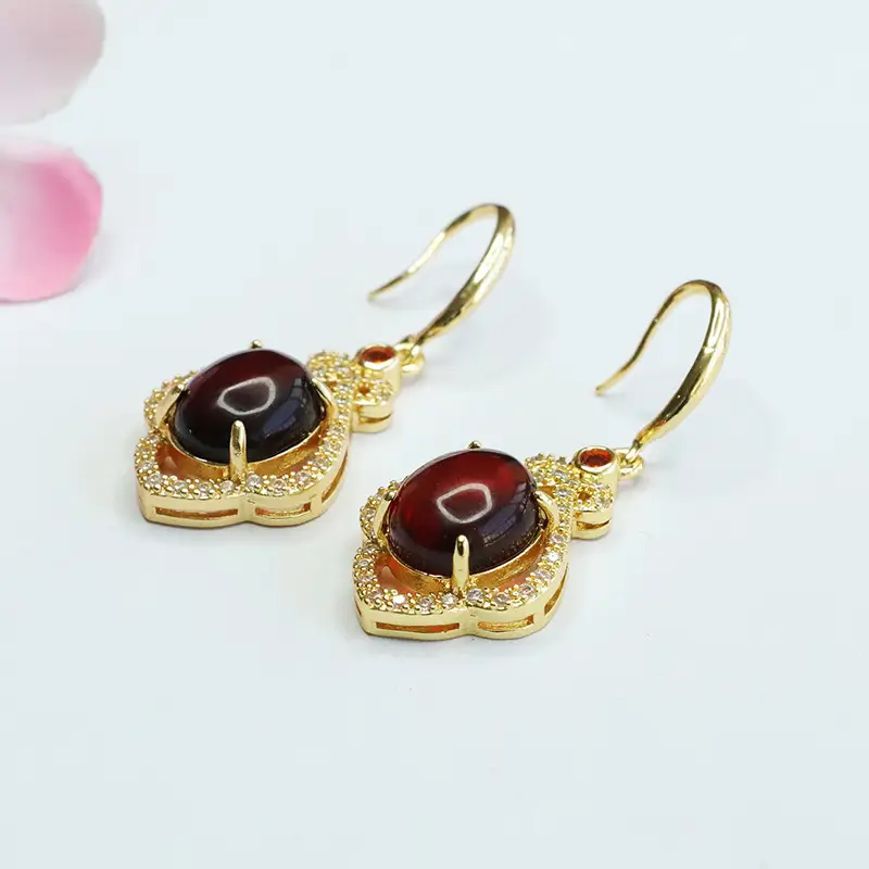 Guan Yu Red Amber Earrings for Women - Image 4