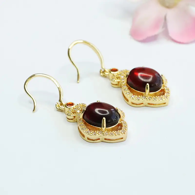 Guan Yu Red Amber Earrings for Women - Image 5
