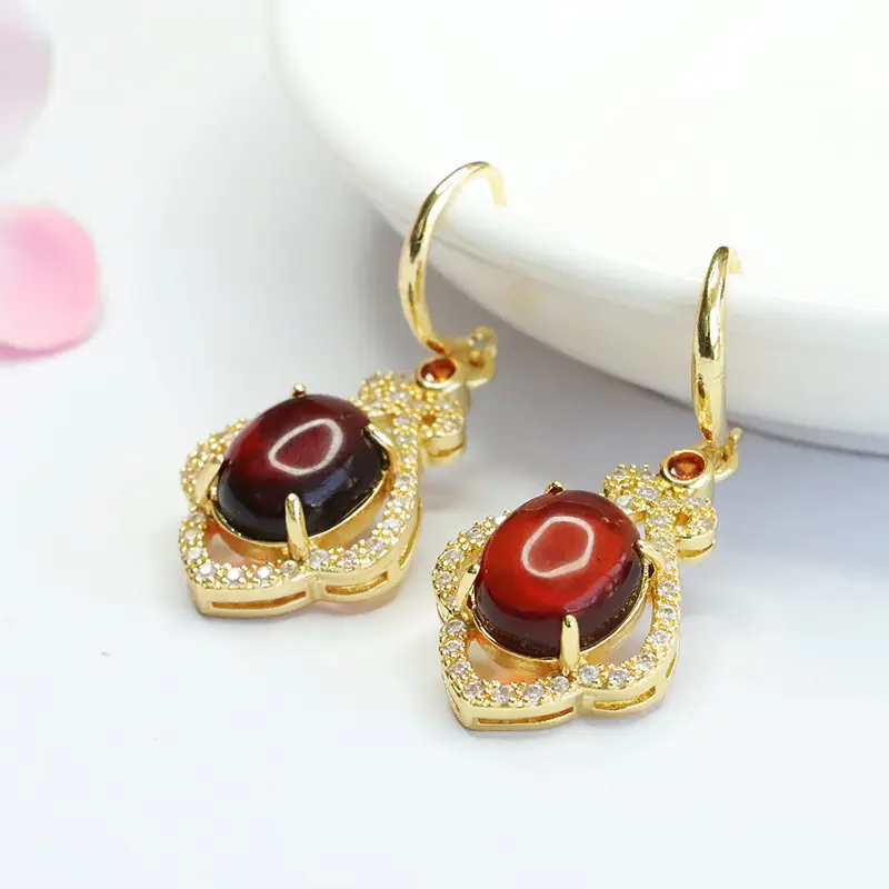Guan Yu Red Amber Earrings for Women — feature 8