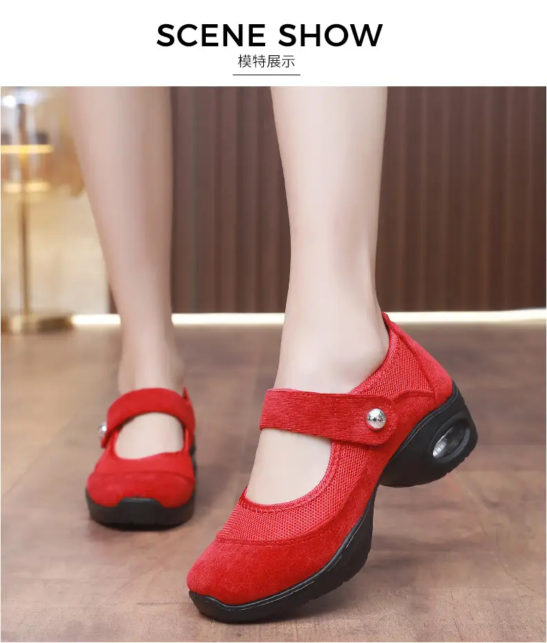 Dancing Shoes Women's Comfortable Soft Sole Square Dancing Women's Shoes Mesh Shoes for Moms Old Beijing Cloth Shoes Thick Sole Work Shoes — feature 13